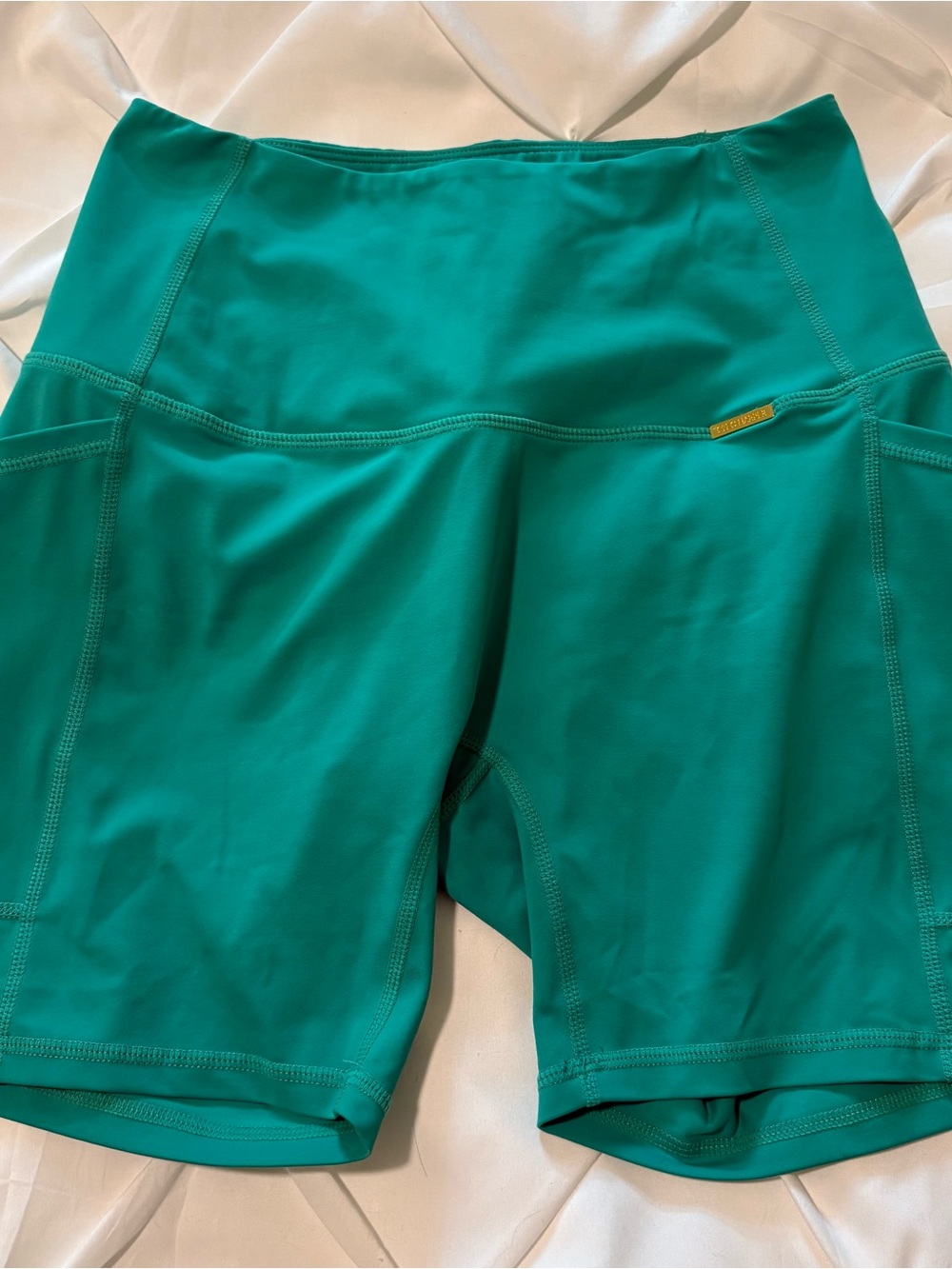 Cleo Harper Women’s Green Workout Shorts W Pockets, Size Large